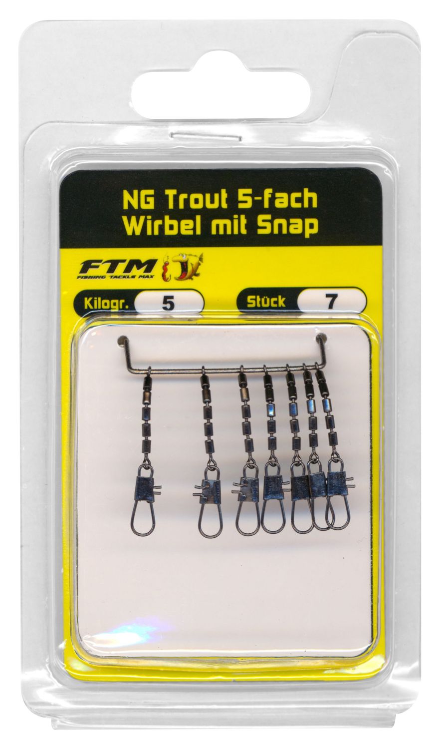 FTM 5 fach wirbel met snap 7 tot 10 kilo trekkracht voor onderlijn montage
