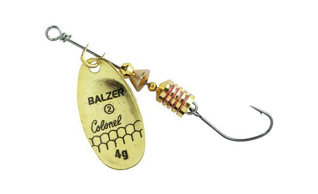 Balzer forel spinner Colonel in Gold Silver Copper in 1.5 en 3 gram Balzer forel spinner Colonel in Gold Silver Copper in 1.5 en 3 gram