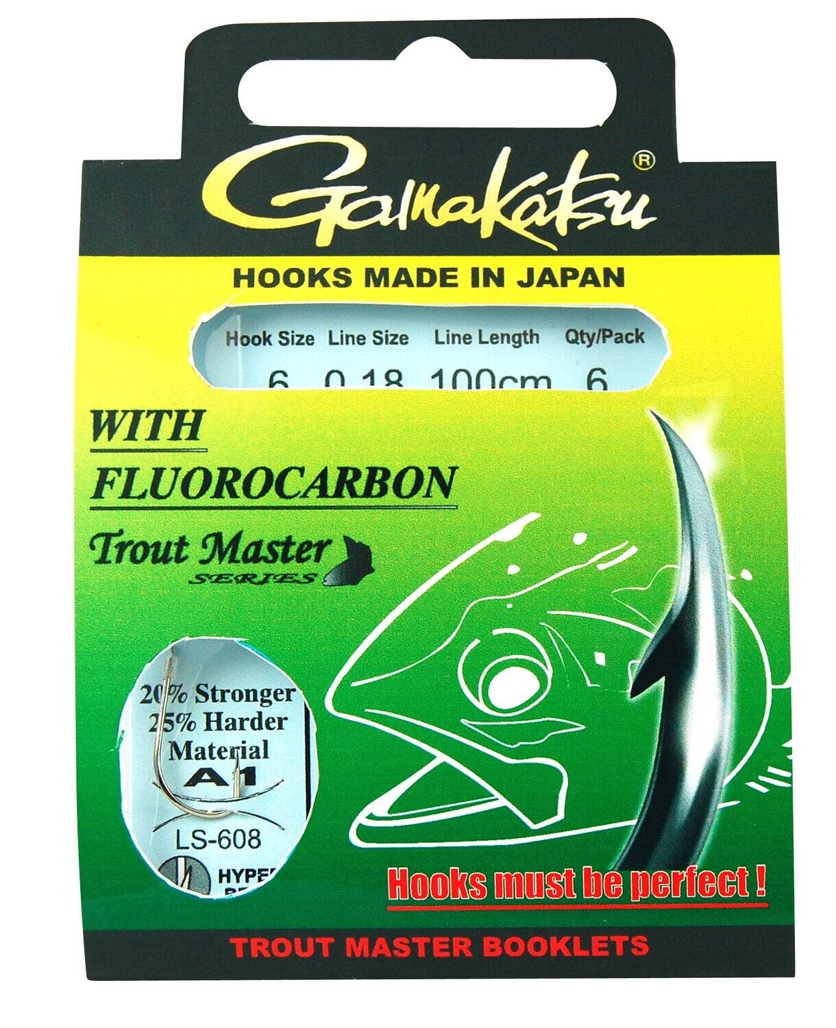 Gamakatsu Trout Master Onderlijn met Hyper bended hook  LS-608N 100cm
