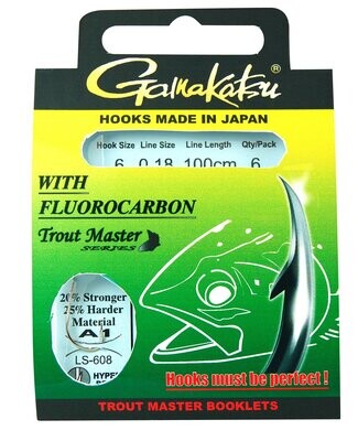 Gamakatsu Trout Master Onderlijn met Hyper bended hook  LS-608N 100cm