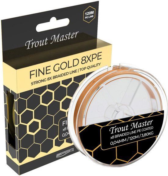 Fine Gold gevlochten lijn 0.04 en 0.06 120 m Spro Trout Master Fine Gold gevlochten lijn 0.04 en 0.06 120 m Spro Trout Master