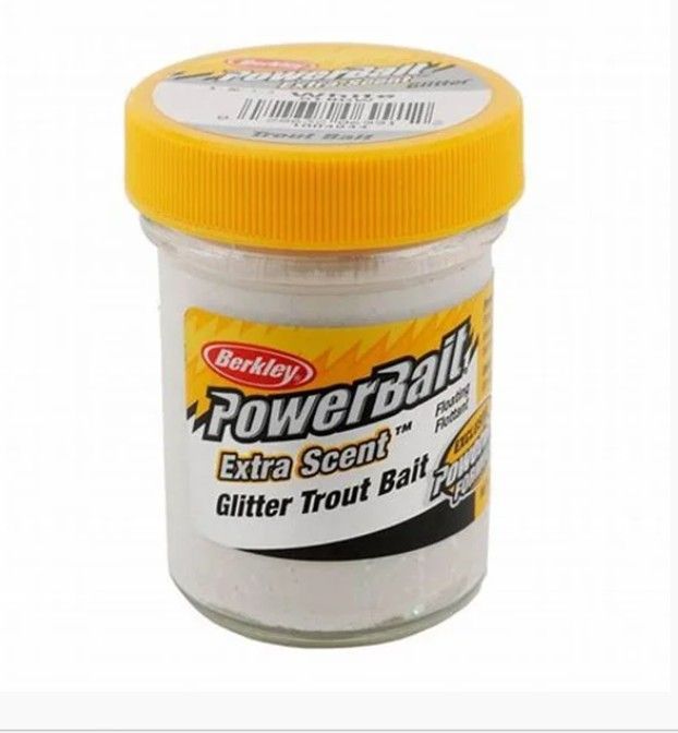 powerbait wit met gele dop en nog de gebruikelijke glitters powerbait wit met gele dop en nog de gebruikelijke glitters