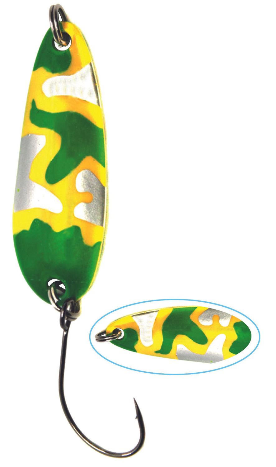 Uitverkoop 50 % korting op Paladin forel spoon Camouflage 3.6 gram in 3 kleurcombinaties