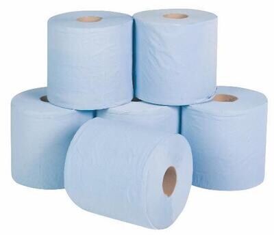 Single Ply Centre Feed Rolls in Blue or White