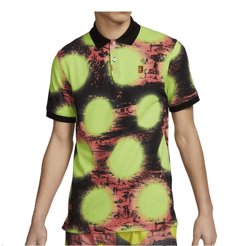 The Nike Printed Polo Slim Volt/Black