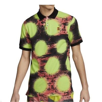 The Nike Printed Polo Slim Volt/Black