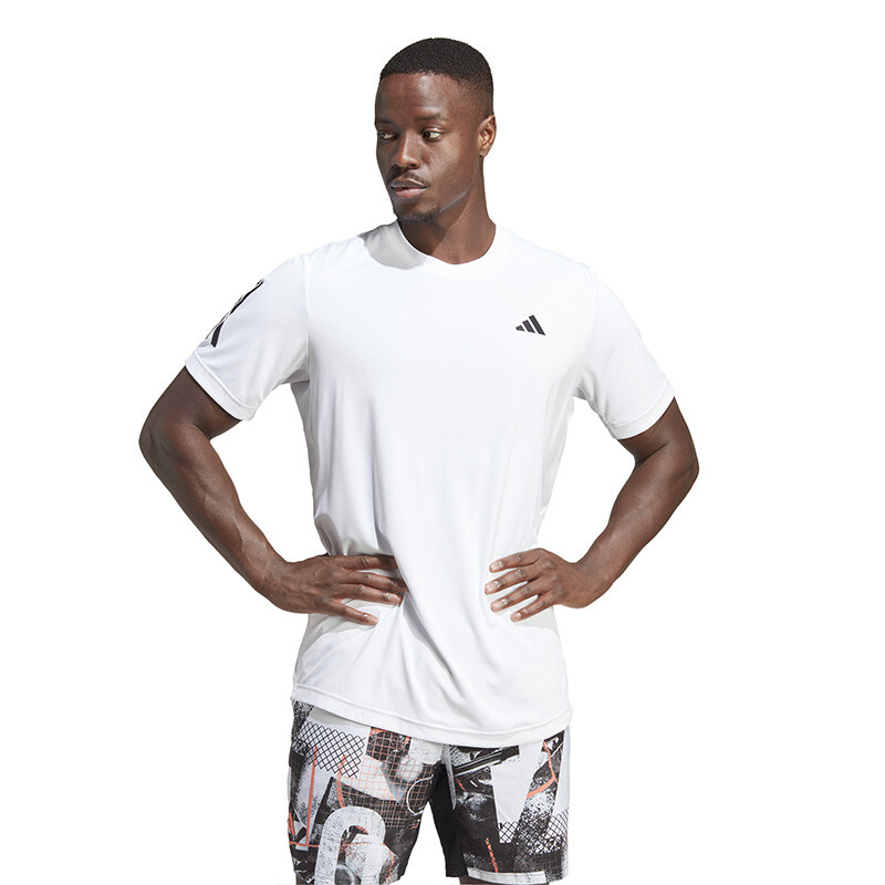 Adidas Club 3 Stripe Tee (White)