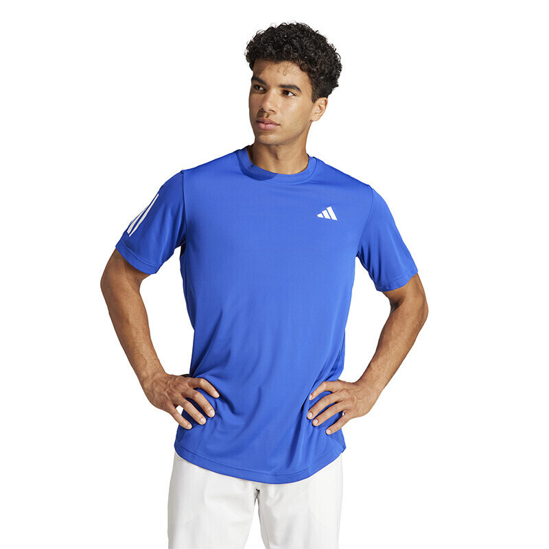 Adidas Club 3 Stripe Tee  (Lucid Blue)