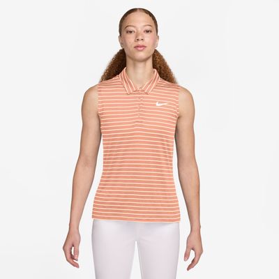 Nike Dri-FIT Victory Sleeveless Striped Polo - Women&#39;s (Apricot Agate/Washed Coral)
