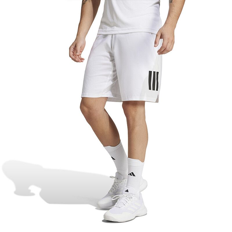 adidas Club 3 Stripes 9&quot; Short - Men&#39;s (White)
