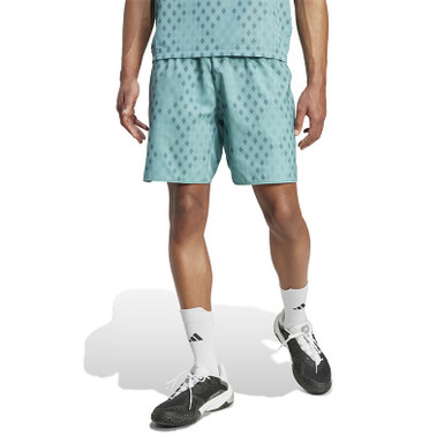 adidas Club Graphic 7&quot; Short -Men&#39;s (Powder Teal/Preloved Teal)