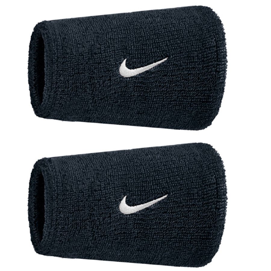 Nike Swoosh Classic Doublewide Wristbands (2x) (Black)