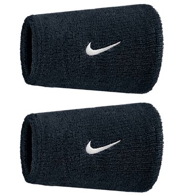 Nike Swoosh Classic Doublewide Wristbands (2x) (Black)