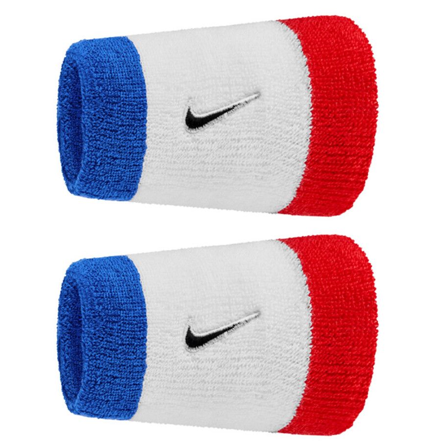 Nike Swoosh Classic Doublewide Wristbands (2x)  (Game Royal/University Red/White)
