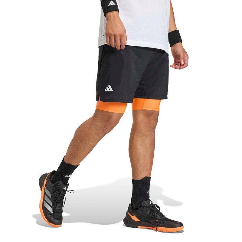 adidas Club 2-in-1 Short - Men's ( Black/Pure Orange)