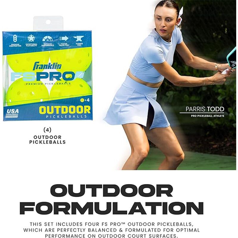 Franklin FS Pro Outdoor Pickleballs (4x) - Yellow