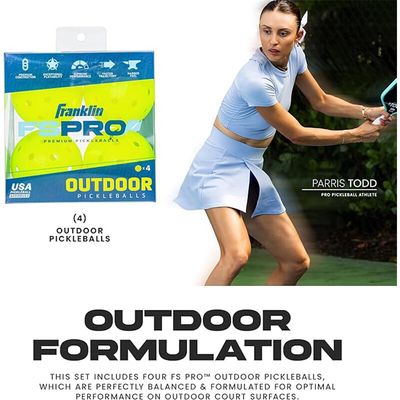 Franklin FS Pro Outdoor Pickleballs (4x) - Yellow