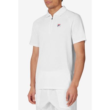 FILA White Line Zip Polo - Men's - White