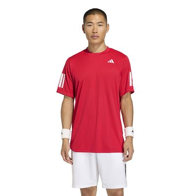 adidas Club 3 Stripes Tee - Men's - Pure Ruby