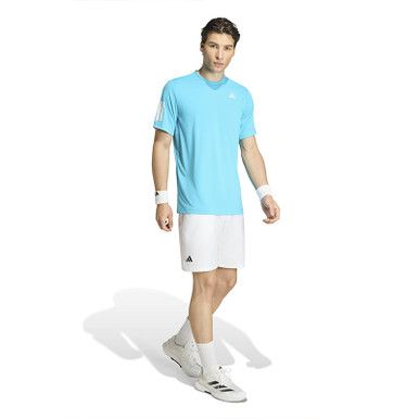 adidas Club 3 Stripes Tee - Men's - Signal Cyan