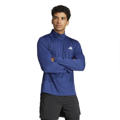 adidas Train Essentials 1/4 Zip Long Sleeve Tee (M) - Blue