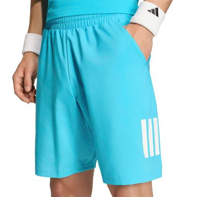 adidas Club 3 Stripes 7pulg. Short - Men's - Signal Cyan