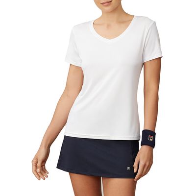 Fila Pickleball Silky V-Neck Tee - Women's - White