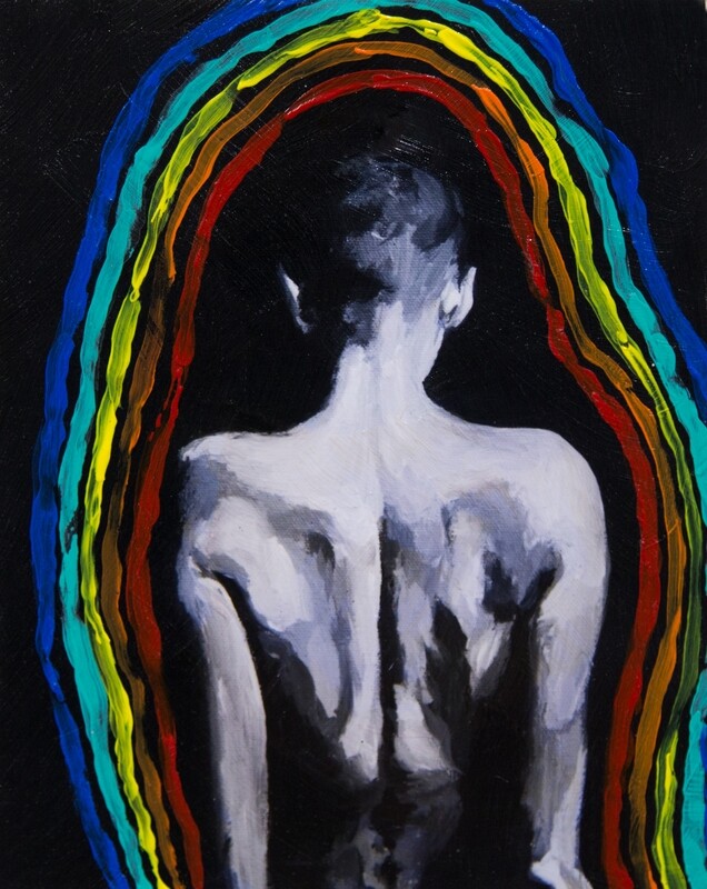 Young Back PRIDE Rainbow Mixed Media Original Print