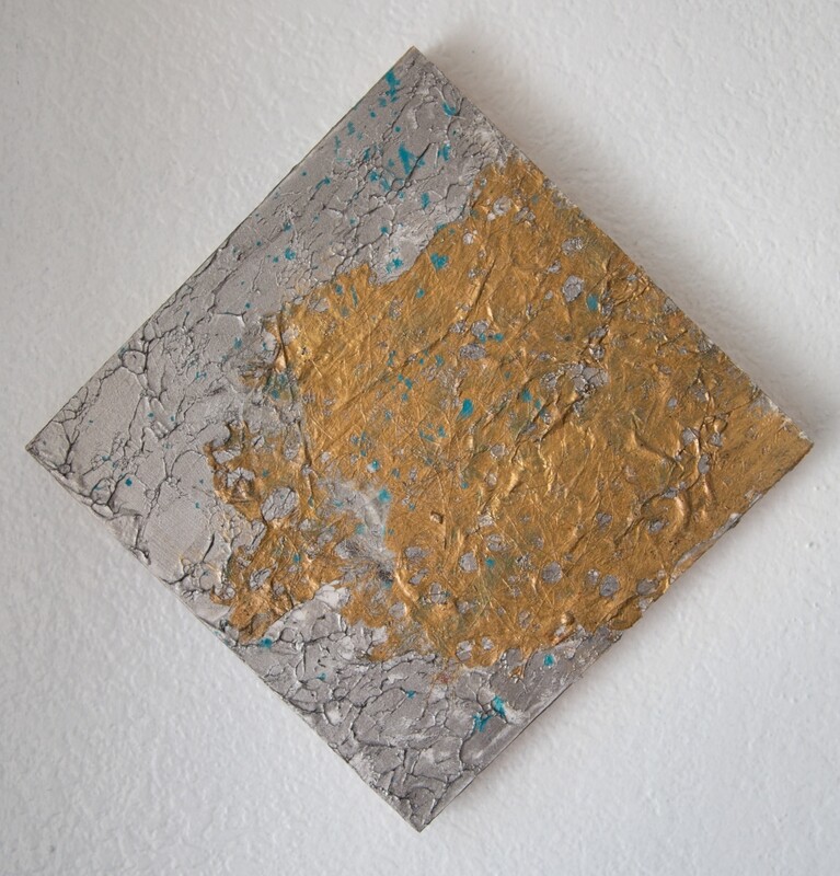 Gold Silver Teal Abstract