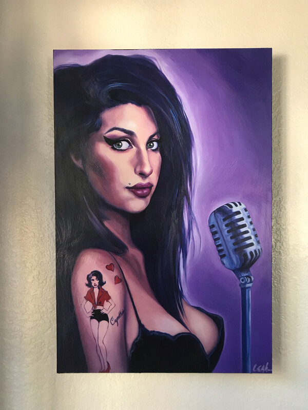 Amy Whinehouse Original Embellished Print On Wood