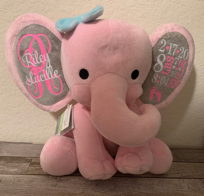 Personalize Glitter Pink Elephant