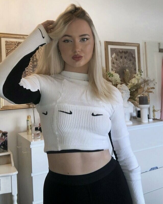 PRE ORDER Nike Sock crop top white