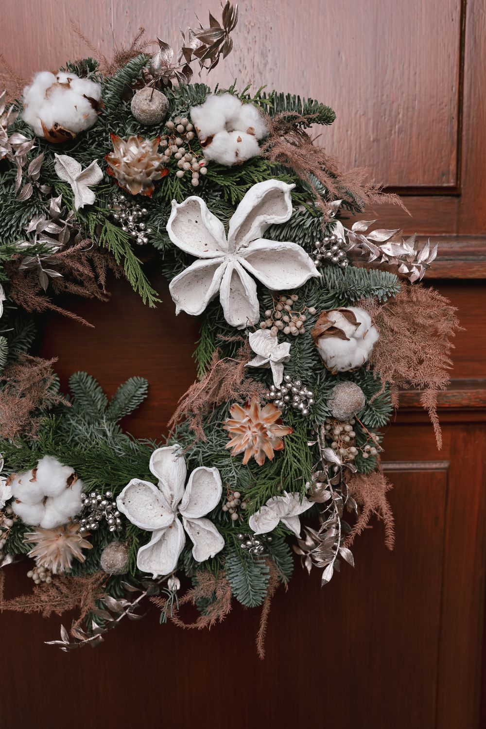 KERSTKRANS GROOT WIT/ZILVER