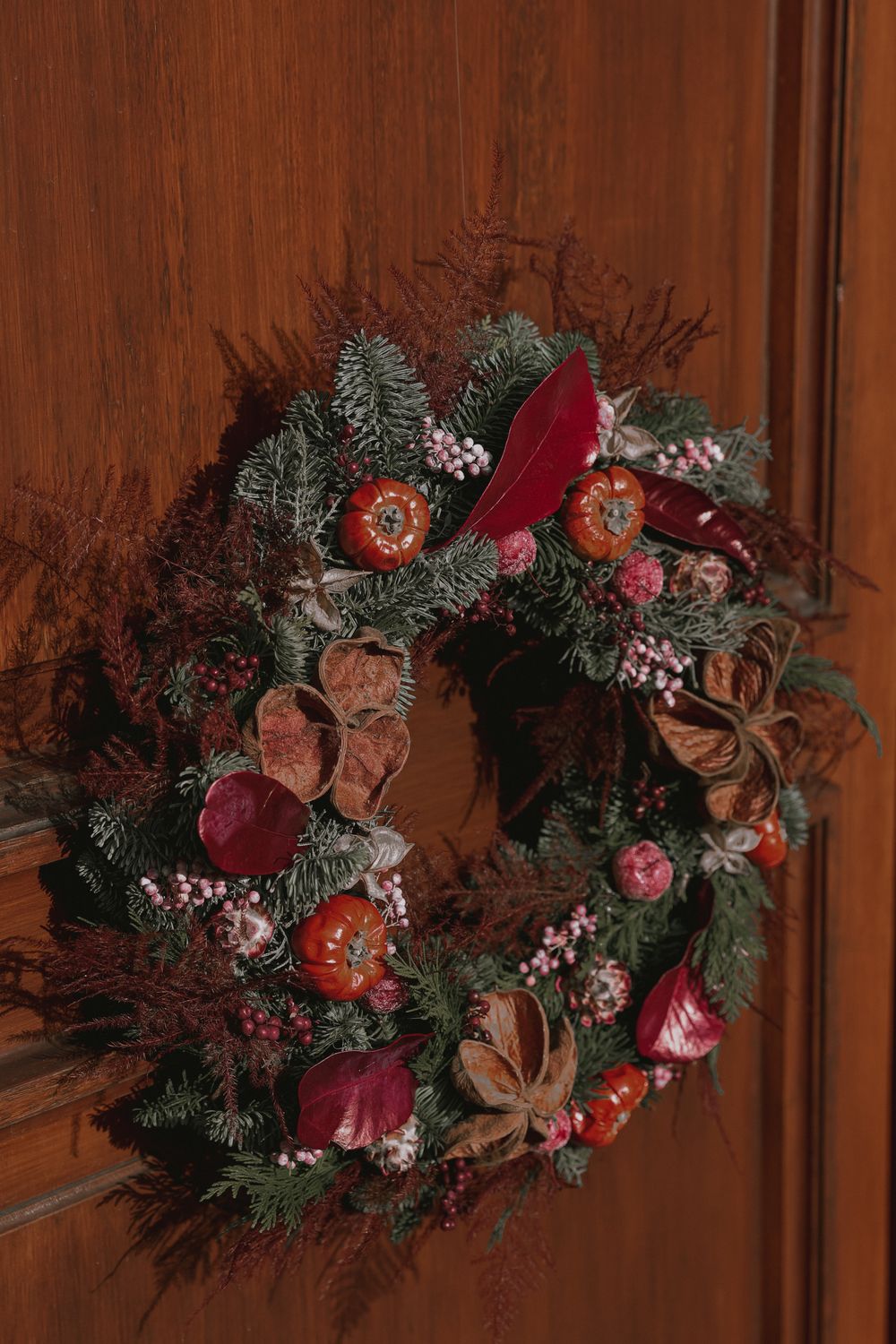 KERSTKRANS GROOT BORDEAUX/ROOD/BRUIN