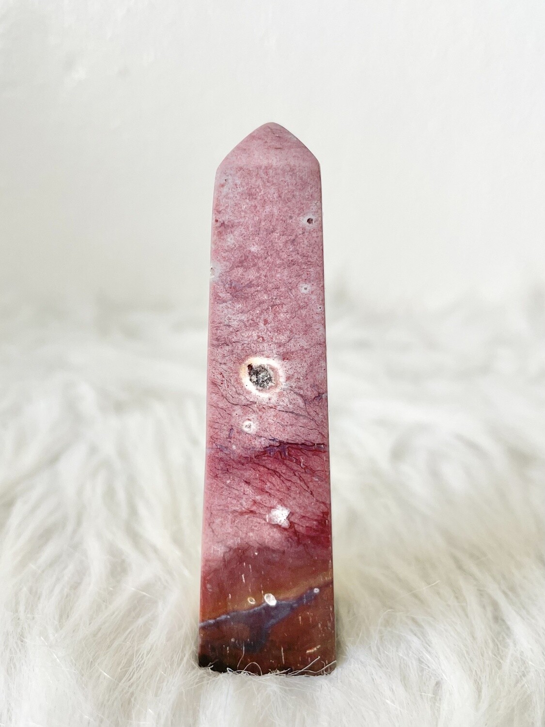 Harbour Island Pink Jasper Tower with Druzy