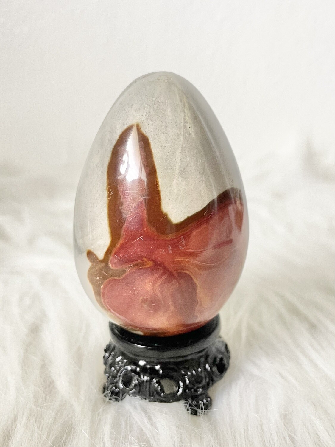 Rabbit & Acorn Polychrome Jasper Egg