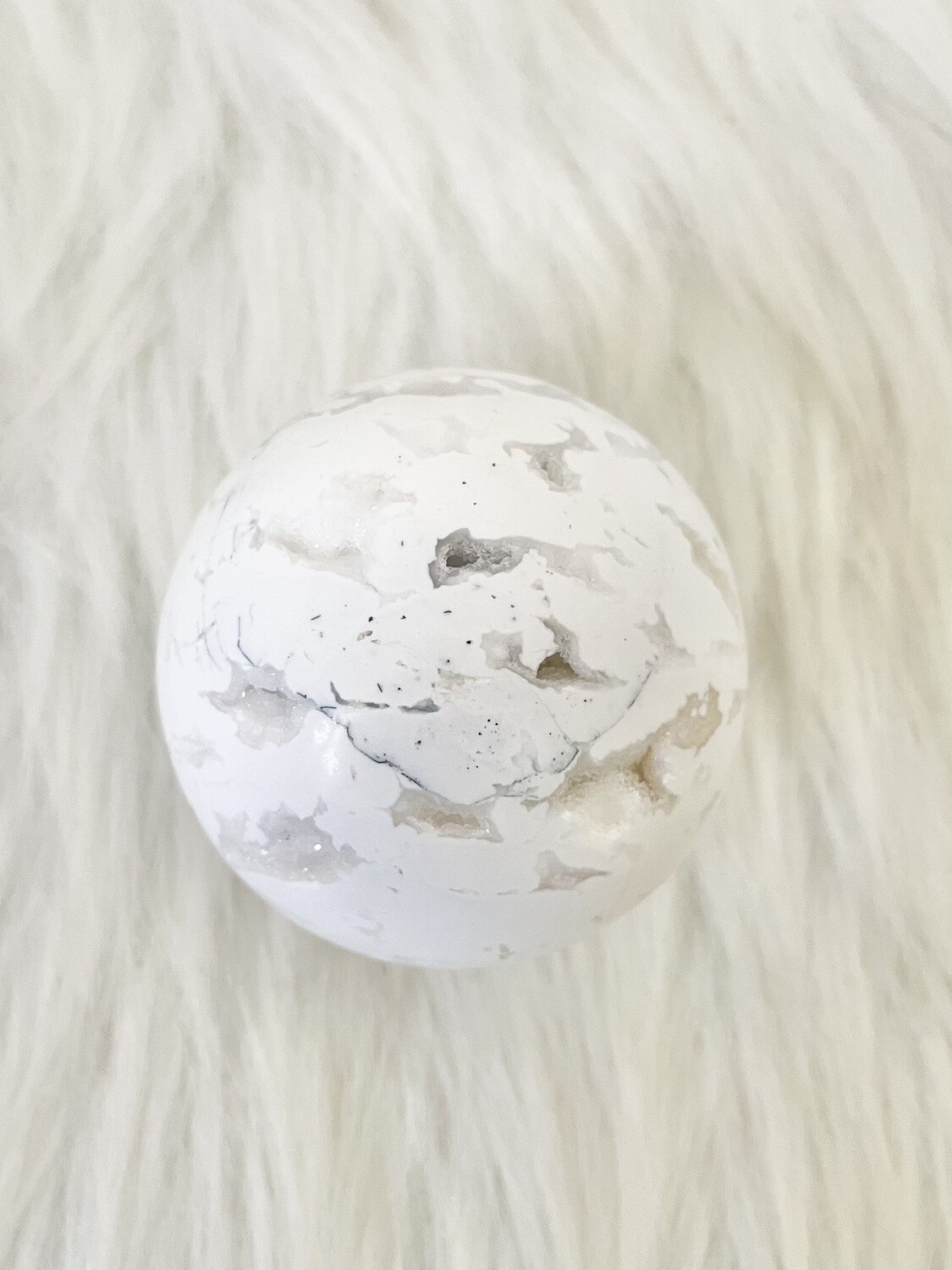 Shaved Ice White Lace Druzy Agate Sphere