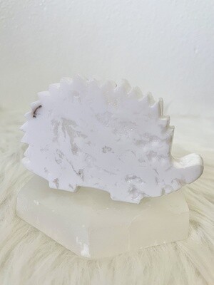 Silky Kahlua White Lace Agate Druzy Hedgehog
