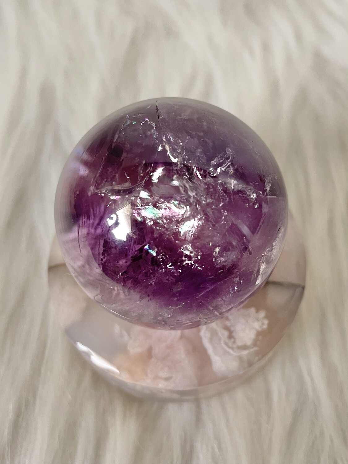 Pearl of the Stars Amethyst Sphere with Rainbows
