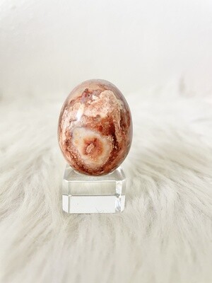 Pink Chick Pink Lace Jasper Egg with Quartz Druzy