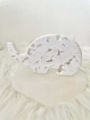 Babar White Lace Agate Druzy Elephant