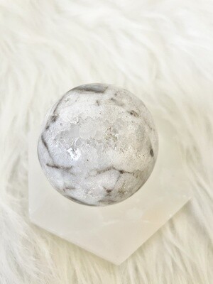 Rainbow Teeth Tiger Dendritic Druzy Agate Sphere