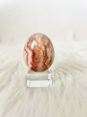 Pink Chick Pink Lace Jasper Egg with Quartz Druzy