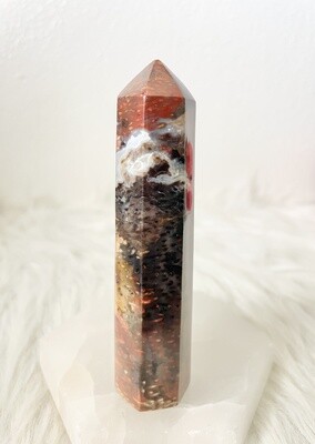 Autumn Fire Red Palm Root Towers with Agate