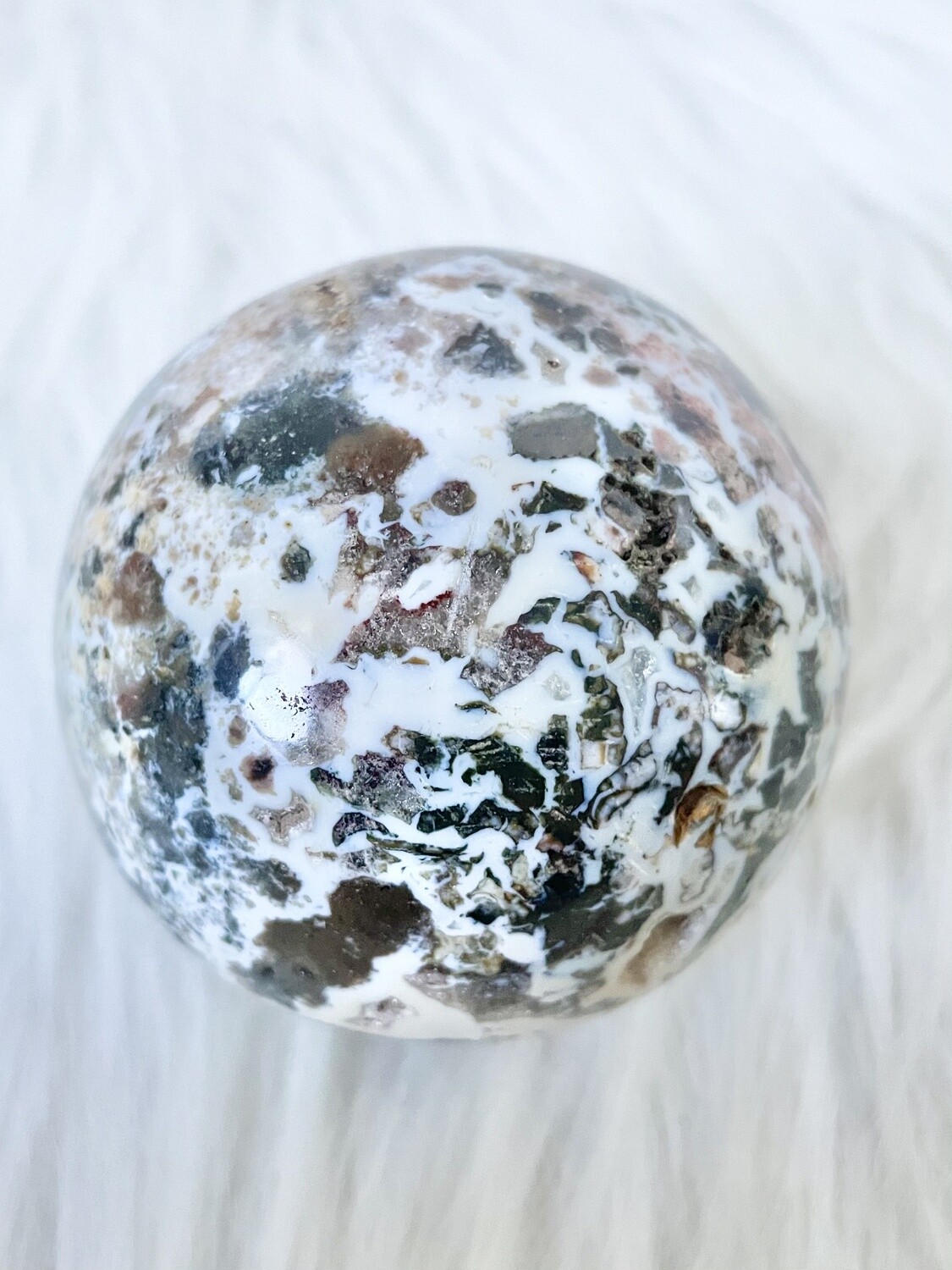 A Whole New World Brecciated Ocean Jasper Sphere