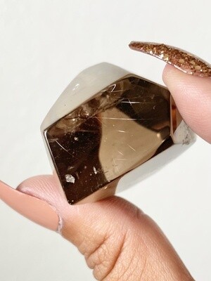 Silvery Web Smoky Quartz Freeform with Silver Rutile