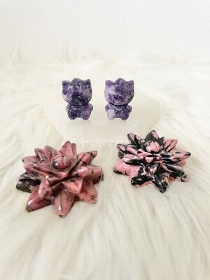 Singing Kitties Lepidolite and Rhodonite