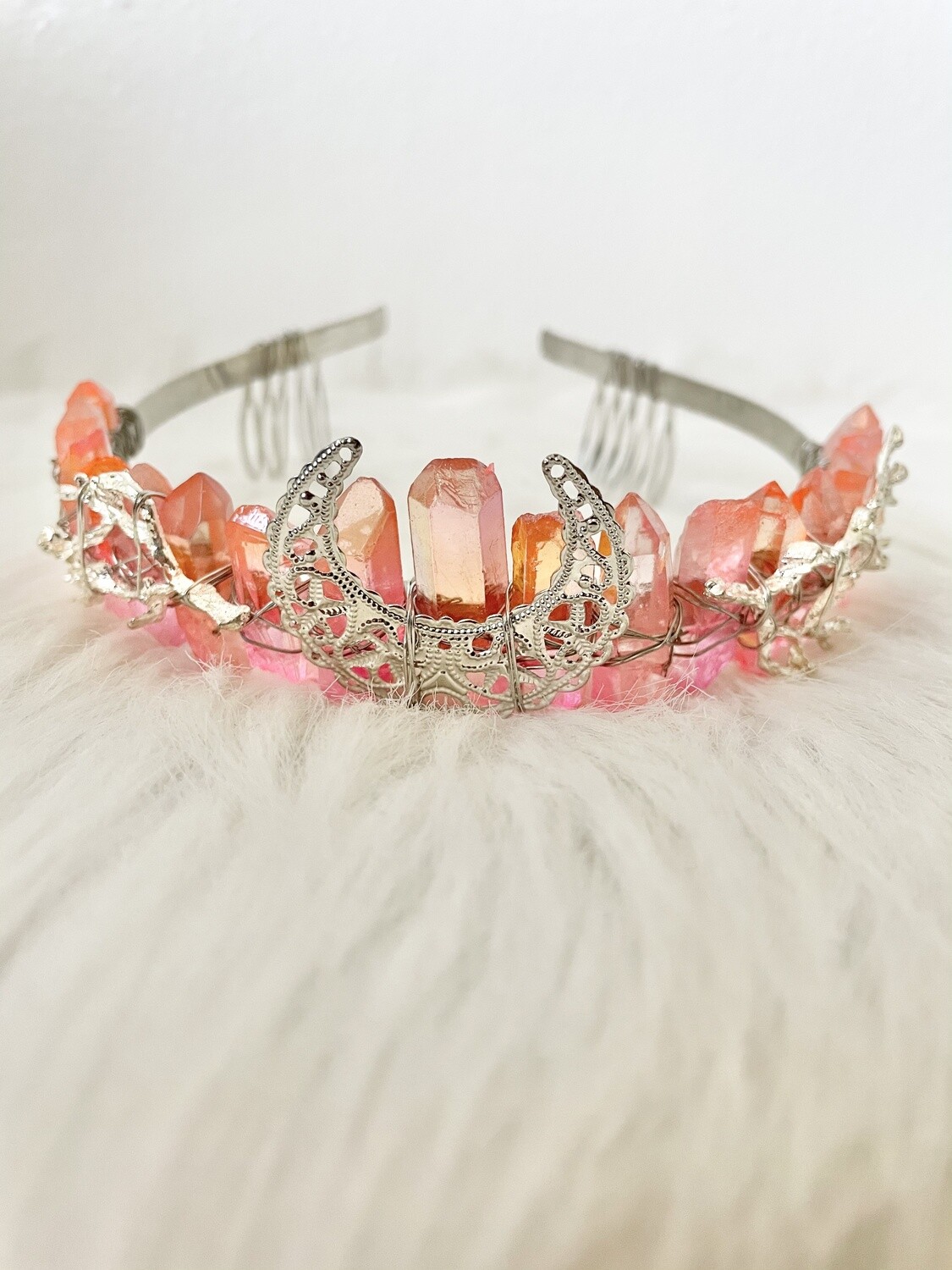 Crystal Queen Tangerine Aura Quartz Crown