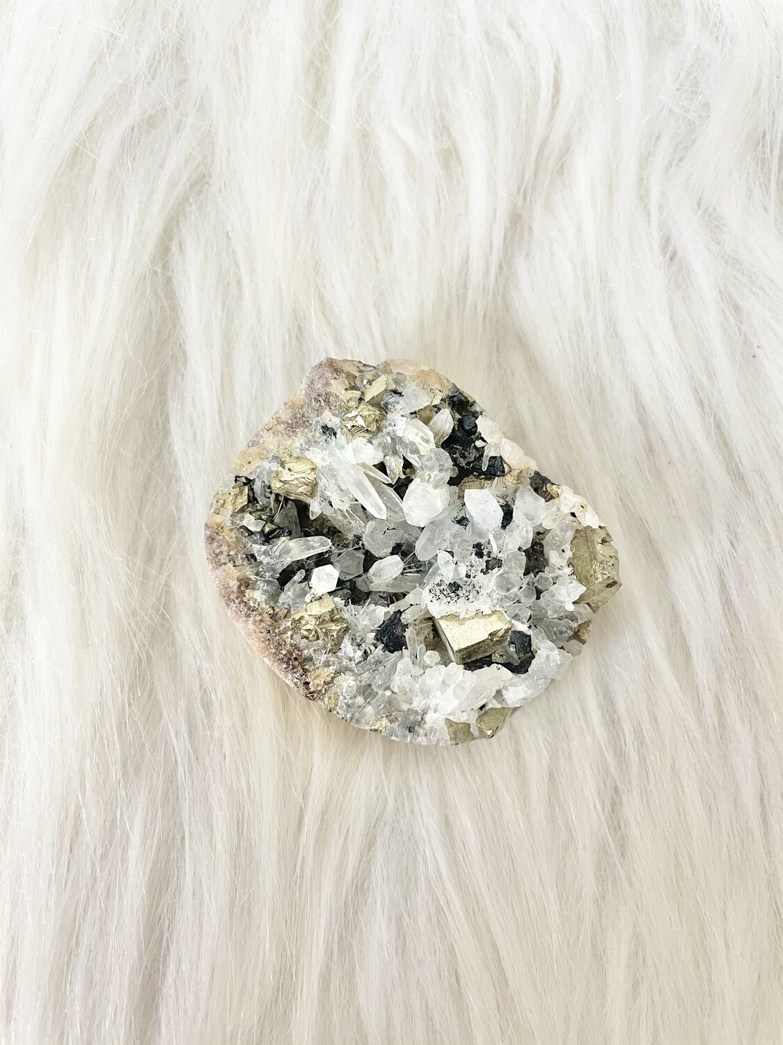 Rich Pyrite in Quartz Cluster