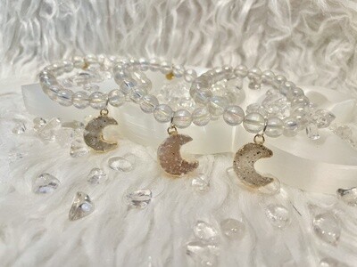 Snow Moon Aura Quartz Bracelets